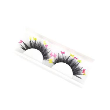 Imagem de 1pairs borboleta lantejoulas cílios postiços neon glitter estrela cola