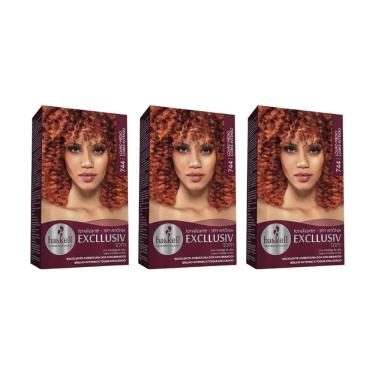 Imagem de Coloraçao Haskell Ton 744 Louro Medio Cobre Int-Kit C/3Un