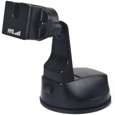 Imagem de HYS Microfone de alto-falante de rádio amador/HT/rádio CB móvel com clipe de cinto ou botão redondo com ventosa para microfone YEASU/Vertex Icom Astatic Cobra Uniden