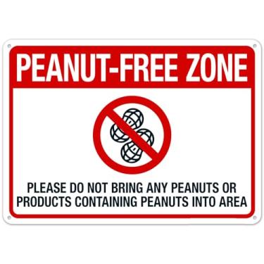 Imagem de Peanut Free Zone Please Do Not Bring Any Peanuts Or Products Containing Peanuts Sign NO.3346 Metal Tin Sign 30x16 polegadas – Aviso claro para uso doméstico e comercial