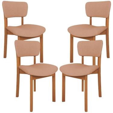 Imagem de Kit 04 Cadeiras Para Sala De Jantar Cozinha Living Estofada Dara L02 Linho Rosê - Lyam Decor
