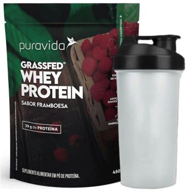 Imagem de Whey Protein Concentrado Framboesa 450g Coquetelera PuraVida-Unissex