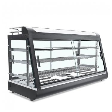 Imagem de Expositor Aquecedor de Alimentos Comercial Anpuce Preto 3 Prateleiras com Rack Superior, 112 cm, 110V