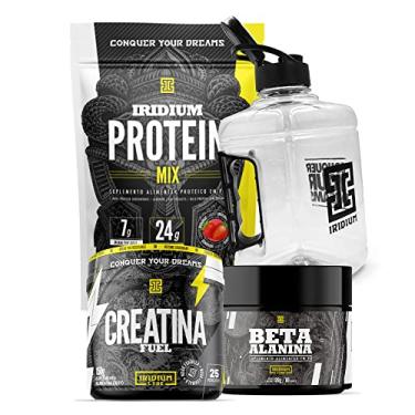 Imagem de Kit Whey protein Mix + Creatina fuel 150g + Galão 1,5l + Beta alanina 120g - Iridium Labs sabor: Morango