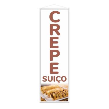 Imagem de Banner Crepe Suíço Preço Fundo Branco Comida Lona 100x30cm