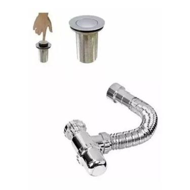 Imagem de Kit Sifão Sanfonado Copo Pvc + Válvula Click