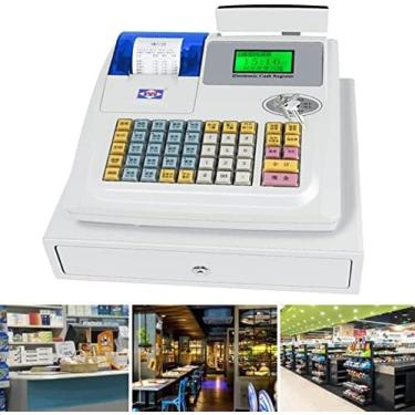 Imagem de Caixa Registradora, Display Transparente, Com Bandeja De Dinheiro E Impressora Térmica, Caixa Registradora Comercial Para Indústrias Como Loja De Varejo,Branco,Striking44