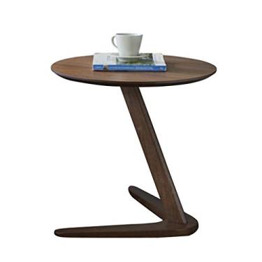 Imagem de Mesa lateral criativa de madeira redonda mesa de centro sala de estar sofá mesa de pé mesa de centro pequena mesa de centro para sala de estar (cor: latão)