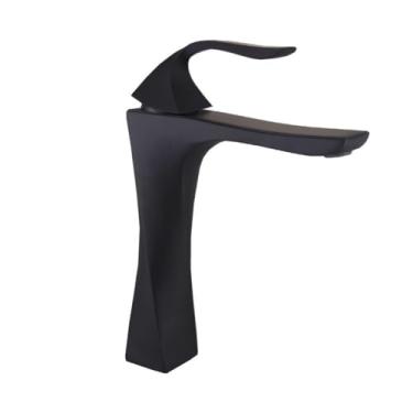 Imagem de Torneira Bica Alta Banheiro Lavabo Pia Cuba Monocomando Misturador Luxo Preto Rka21