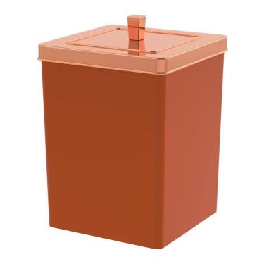 Imagem de Lixeira Quadrada 6,5 Litros Cesto De Lixo Rose Gold Para Banheiro Pia Cozinha - 530RG Future