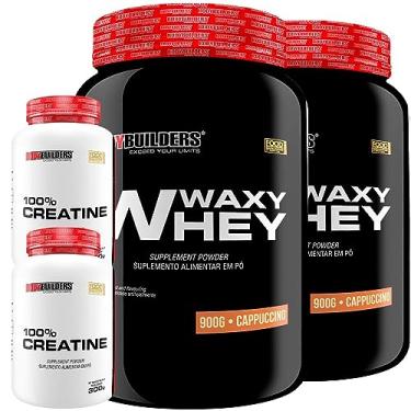 Imagem de Kit 2x Waxy Whey 900g + 2x Creatina Monohidratada 100% Pura 300g - Bodybuilders (Cappuccino e Paçoca)