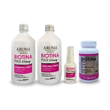 Imagem de ARUNA Combo Shampoo + Máscara + Tônico Capilar + Cápsulas Biotina Max - 4 Passos: Fortalecimento e Crescimento Saudável dos Cabelos | Tratamento Capilar Completo para Todos os Tipos de Cabelo