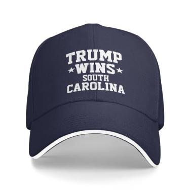 Imagem de Boné de beisebol refrescante Trump WINS South Carolina Truckers ajustável para homens/mulheres boné de caminhoneiro 2024 clássico original 2024, Cor escura, G