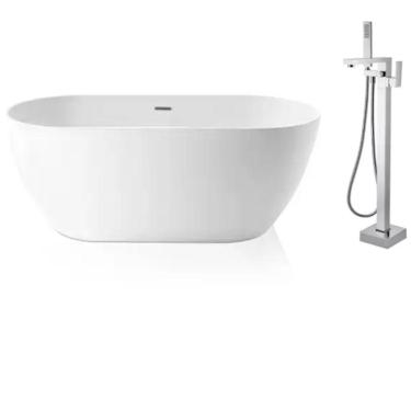 Imagem de Kit Banheira Freestanding De Luxo e Misturador Cromado