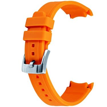 Imagem de YISIWERA Pulseira de relógio premium Crafter silicone com pontas curvadas universais laranja borracha 20 mm pulseira de aço inoxidável escovado fivela para homens e mulheres