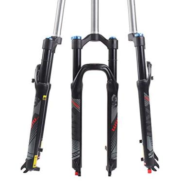 Imagem de BUCKLOS 【 Garfo de suspensão US Stock LUTU 26/27,5/29 Air MTB, tubo reto de ajuste de reposição 28,6 mm QR 9 mm viagem 120 mm manual/parafuso de bloqueio de roda garfos de bicicleta de montanha, choque a gás ultraleve XC, Preto, 29