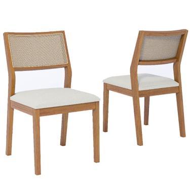 Imagem de Kit 2 Cadeiras Oiti Natuame Madeira Tauri Tecido Linho Cimol