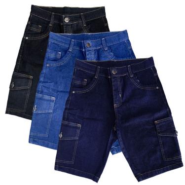 Imagem de Kit 03 Bermuda Plus Size Jeans Cargo Masculina 50 Ao 56