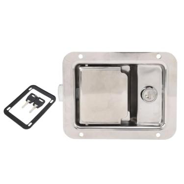 Imagem de Trava Caixa de Ferramentas de Aço Inoxidável, Trava Maçaneta Porta, Trava Maçaneta RV Com Chaves, Trava de Montagem Embutida de 5,5 X 4,3 pol. para Armários, Iates