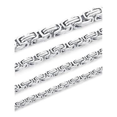 Imagem de KDFISTEEL Largura 4 mm/5 mm/6 mm/8 mm, comprimento 45 a 76 cm colar masculino de corrente bizantina de aço inoxidável, Chain Length: 20 Inches, Aço inoxidável, Sem Pedra Preciosa