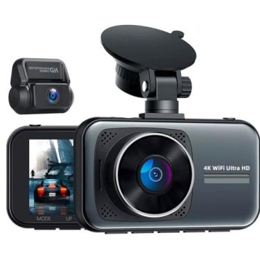 Imagem de XRC TECHCâmera de painel de lente dupla para carros, 4K UHD WiFi com rastreador GPS DVR de carro, 2160P + 1080P, gravador de vídeo de monitoramento de estacionamento com visão noturna