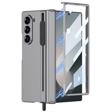 Imagem de LTLMYDAM Capa fina para Samsung Galaxy Z Fold 6, proteção magnética da dobradiça, protetor de tela transparente com tudo incluído, capa de telefone com suporte para caneta, cinza