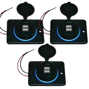 Imagem de 03 Carregador Automotivo Tomada 3.1a Slim 2 Usb Gadget Gps - Roadstar 