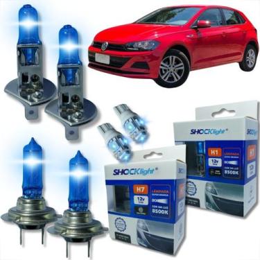 Imagem de Kit lâmpada shocklight super branca farol alto baixo e lanterna h1 h7 