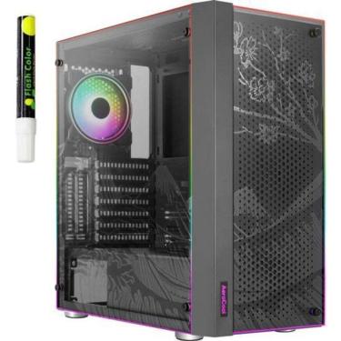 Imagem de Gabinete Gamer Aerocool Skribble Preto RGB Lateral Vidro [F002]