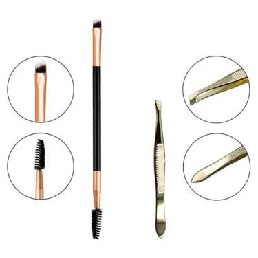 Imagem de Kit Pincel Chanfrado Escovinha + Pinça Chanfrada Sobrancelha - Arte Se