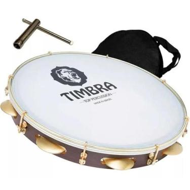 Imagem de Pandeiro timbra profissional 12 formica chocolate c/aro niquelado pele