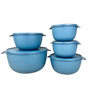 Imagem de Kit 5 Potes Plastico Redondos Bowl Livre Bpa - Casa Bella, Cinza