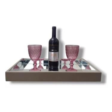 Imagem de Bandeja Espelhada Pintura Laca Para Decorar Sala Taças Bar Fendi - JID