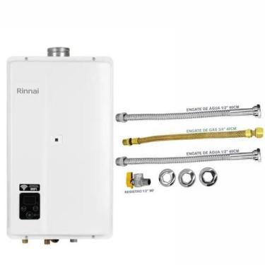 Imagem de Aquecedor De Água a Gás Rinnai 27 Litros E27 BRANCO GÁS GN + Kit Ligaç