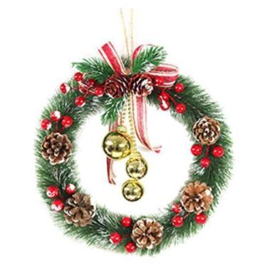 Imagem de guirlanda com pinhas + bolas e azevinhos 25cmø na solapa - RIO MASTER