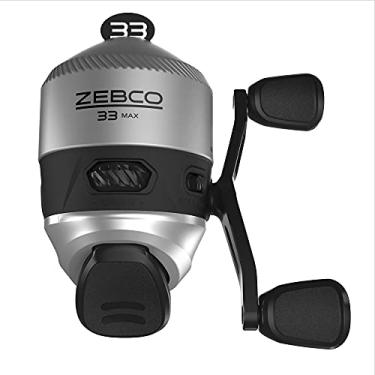 Imagem de Zebco Carretel de pesca Spincast 33 Max, molinete tamanho 60, recuperação para a direita ou esquerda, linha Zebco Cajun de 9 kg, moldura de grafite, prata/preto