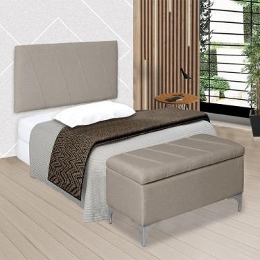Imagem de Cabeceira Painel Solteiro Estofada Para Cama Box 90cm Iza Com Espuma D