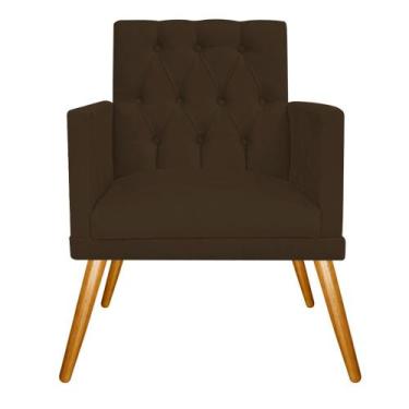 Imagem de Poltrona Decorativa Nanda Pés Palito Mel Sala de Espera Recepção Suede