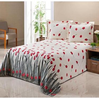 Imagem de Kit Colcha Cobre Leito Piquet Casal King 3Pçs Floral E Liso Várias Cor
