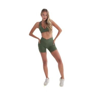 Imagem de Short Bolsos Laterais meia coxa em Cos V  Poliamida - X vista, Azul, G