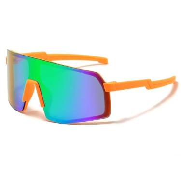 Imagem de NIDOVIX Óculos de sol de beisebol infantil para meninas e meninos de 2 a 12 anos, óculos de sol de beisebol UV400 óculos de sol esportivos para ciclismo, 06 Espelhado laranja/verde, lenswidth