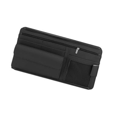 Imagem de ACROPIX Estojo organizador universal preto para óculos de sol, estojo de armazenamento de bolso e fita de couro PU ABS para SUV RV Truck Car Parts