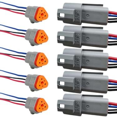 Imagem de Conector elétrico de 3 pinos Deutsch à prova d'água para carro com fio de cabo 17AWG, chicote de fiação automotivo macho e fêmea de 3 vias, trança DT de 3 fios para carros, barcos, caminhões