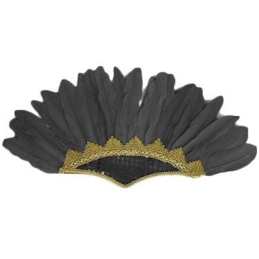 Imagem de Cocar Indígena de Carnaval Preto de Penas - Extra Festas