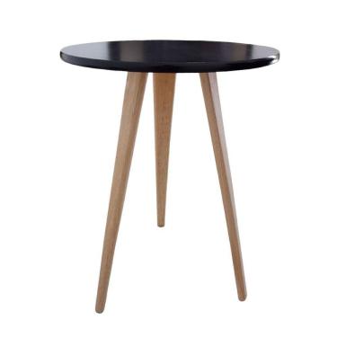 Imagem de Mesa Lateral De Canto E Apoio Redonda Pé Palito Retrô 68 Cm preto