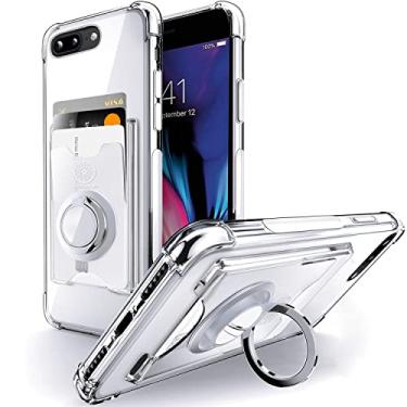 Imagem de Shields Up Capa projetada para iPhone 8 Plus/iPhone 7 Plus, capa carteira minimalista com suporte para cartão [3 cartões] e suporte de anel, capa protetora fina à prova de choque para Apple iPhone 8