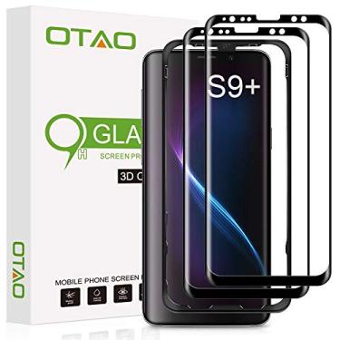 Imagem de Película protetora de tela para Galaxy S9 Plus de vidro temperado (2 unidades), OTAO 3D curvado matriz de pontos [cobertura total da tela] protetor de tela de vidro para Samsung Galaxy S 9 Plus com bandeja de instalação [compatível com capas]
