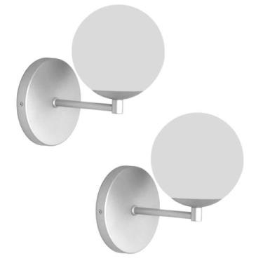 Imagem de Kit 2 Arandelas Parede Jabuti Bola Globo Cabeceira Prata - JABUTICABA