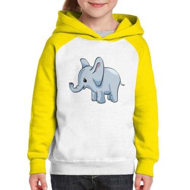 Imagem de Moletom Infantil Elefante Bebê - Foca na Moda, Branco, Amarelo, 12