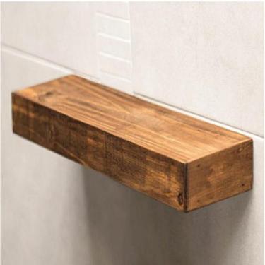 Imagem de Prateleira Com Suporte Invisível Madeira Maciça 50x15 - Jacarandá - Lo